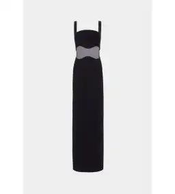 MISHA Damita Crepe & Mesh Maxi Dress Black Size 8/S  for rent on The Volte - image 2