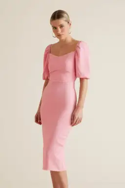 Seed Heritage Square Neck Midi Pencil Dress Pink Size 8 for rent on The Volte - image 1