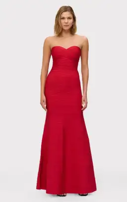 Herve Leger  The Sara Maxi Gown Lisptick Red Size XS / Size AU 6