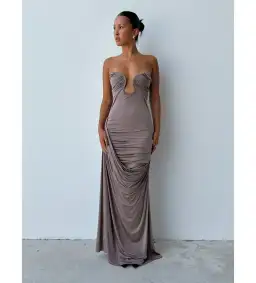 Paris Georgia Val Dress In Taupe Size S/ AU 8 for rent on The Volte - image 2