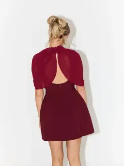 Odd Muse The Ultimate Muse Gathered Mini Dress Bordeaux Red Size 10 for rent on The Volte - image 3