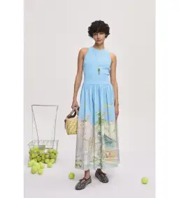 Alemais Anouk Tank Midi Dress Blue Print Size 8 for rent on The Volte - image 1