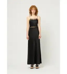 Maison Essentiele Lace Trimmed Maxi Dress in Black Size S / AU 8 