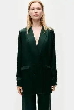 Silk Laundry Relaxed Blazer Scarab Green Size AU 8 for rent on The Volte - image 2