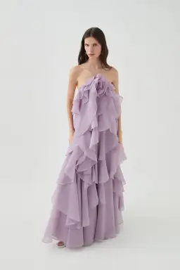 Aje Pandorea Layered Maxi Dress in Lilac Size 6 for rent on The Volte - image 1