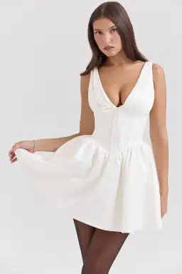 House Of Cb  Emmeliette Satin Mini Dress  Ivory  Size S/au 8  for rent on The Volte - image 3