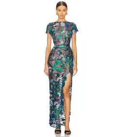 Bronx and Banco Zinna Embroidered Gown Navy Multi Size M/AU 10 for rent on The Volte - image 1