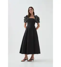 Aje Twyla Midi Dress Black Size 12 for rent on The Volte - image 1