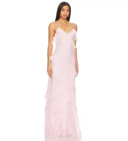 LoveShackFancy Rialto Floral Chiffon Maxi Dress Rose Latte Size AU 8 for rent on The Volte - image 2