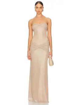 Mirror Palais Starlite Glitter Mesh Maxi Dress Diamond Sand Size S / Size AU 8 for rent on The Volte - image 1
