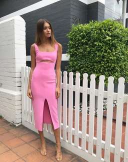 Bec & Bridge Margaux Mouth Midi Dress Pink Size 14 for rent on The Volte - image 2
