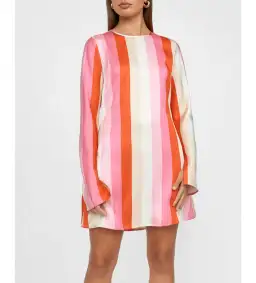 By Johnny Multi Stripe Shift Mini Dress in Multi Size 8