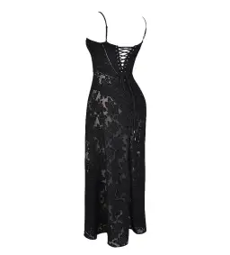 House of CB Seren Floral Lace Back Maxi Dress Black Size S/AU 8 for rent on The Volte - image 7