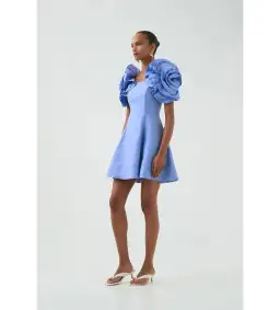 Aje Twyla Mini Dress Oyster Blue Size 8