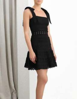 Zimmermann Kirra Tie Shoulder Mini Dress Black Size 6 for rent on The Volte - image 2