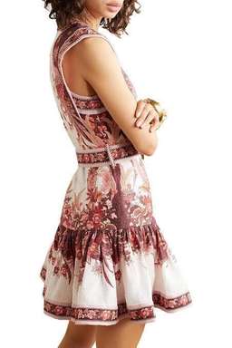 Zimmermann Wavelength Fluted Mini Dress Red Phoenix Size 0 / AU 8 for rent on The Volte - image 2