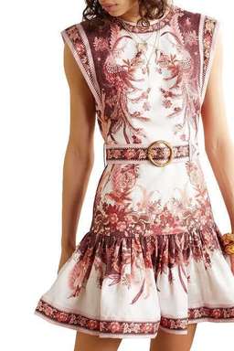 Zimmermann Wavelength Fluted Mini Dress Red Phoenix Size 0 / AU 8 for rent on The Volte - image 4