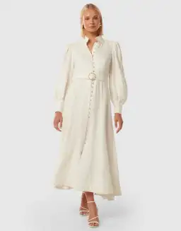 Forever New Allegra Lace Detail Dress Maxi Ivory Size AU 12