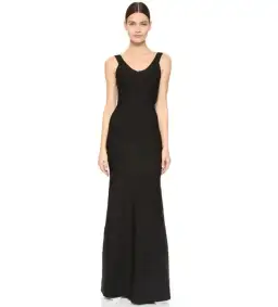 Hervé Léger Black Round Neck Gown in Black Size Medium/ AU 10  for rent on The Volte - image 1