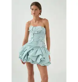 Aje Splendour Mini Dress in Silver Blue Size AU 8  for rent on The Volte - image 2