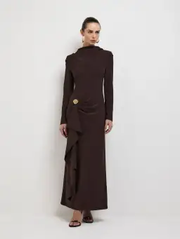 Sheike Alicia Maxi Dress in Brown Size 8