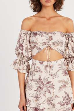 Sir The Label Avery Cut Out Gown Midi Brown Print Size AU 6 for rent on The Volte - image 2