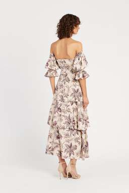 Sir The Label Avery Cut Out Gown Midi Brown Print Size AU 6 for rent on The Volte - image 3