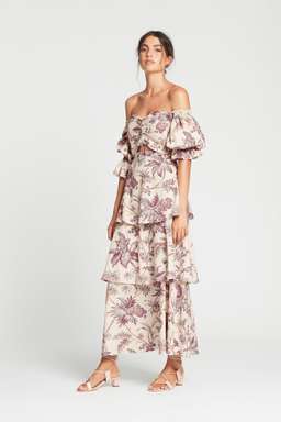 Sir The Label Avery Cut Out Gown Midi Brown Print Size AU 6 for rent on The Volte - image 1