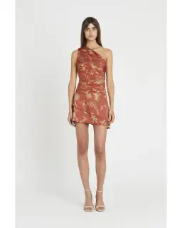 Sir The Label Florentine One Shoulder Pleated Mini Dress Maroon Size AU 6  for rent on The Volte - image 1