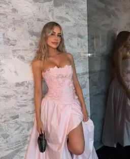 Aje Splendour Flower Gown Pastel Pink Size AU 8