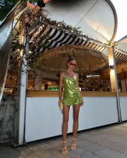 Handover Robers Dress Green Sequin Size AU 12 / Large Hand Over for rent on The Volte - image 1