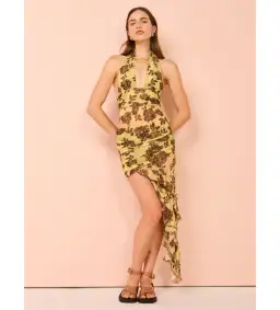 Bec & Bridge Malibu Bay Halter Dress in Citrus Plum Floral Size 8  for rent on The Volte - image 1