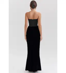 House of CB Persephone Strapless Corset Maxi Dress Black Velvet  Size S/Au 8   for rent on The Volte - image 2