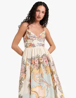 Zimmermann Tallow Tucked Bodice Midi Dress Nautical Map Size 3 / AU Size 14 for rent on The Volte - image 4