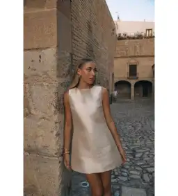 Odd Muse Ultimate Muse Satin Shift Mini Dress Ivory Size XS/6 for rent on The Volte - image 2