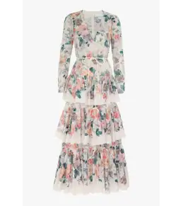 Zimmermann Acacia Tiered Maxi Dress Ecru With Floral Print Size 3 / AU 14 for rent on The Volte - image 3