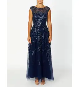 Anthea Crawford Catalina Navy Sequin Gown Size 12  for rent on The Volte - image 1