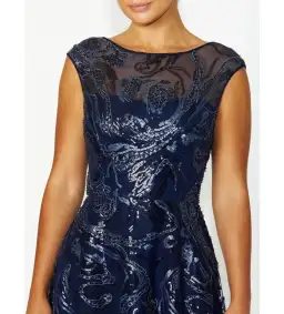 Anthea Crawford Catalina Navy Sequin Gown Size 12  for rent on The Volte - image 4