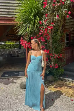 Manning Cartell  Double Time Pleat Dress in  Acqua spritz  Size AU 6 for rent on The Volte - image 3