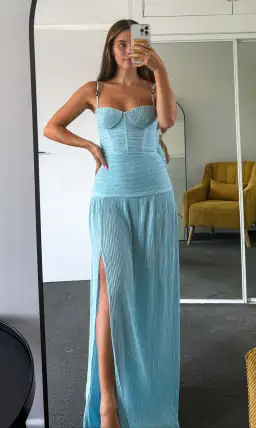 Manning Cartell  Double Time Pleat Dress in  Acqua spritz  Size AU 6 for rent on The Volte - image 4