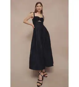 AJE Divinity Pearl Pin Midi Dress Black Size XS / AU 6