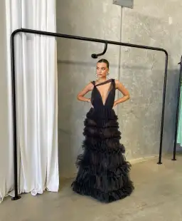 Lexi Mariella Tulle Maxi Dress Charcoal Black Small Size 8 for rent on The Volte - image 3