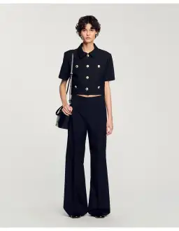 Sandro Enrique Wide Leg Trousers Black Size AU 8 for rent on The Volte - image 1