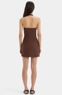 Noemi Halter Mini Dress Brown Size AU 12 for rent on The Volte - image 2