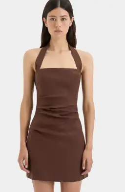 Noemi Halter Mini Dress Brown Size AU 12 for rent on The Volte - image 3