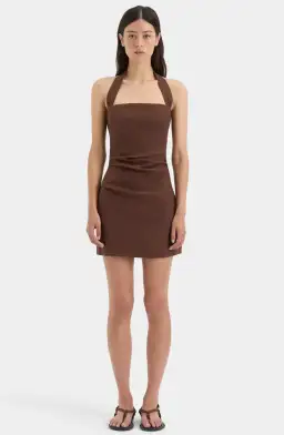 Noemi Halter Mini Dress Brown Size AU 12 for rent on The Volte - image 1
