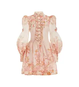  Zimmermann Postcard Bow Mini Dress Pink Swirl Floral Size 2 / AU 12 for rent on The Volte - image 2