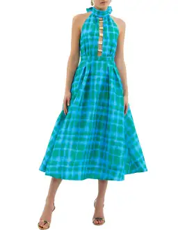 Rebecca Vallance Serafina Halter Dress Print Size AU 12