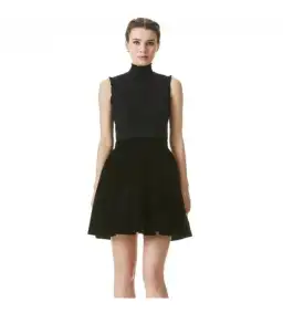 Alice & Olivia Barrett Shirred Crepe and Velvet Mini Dress Size AU 12
