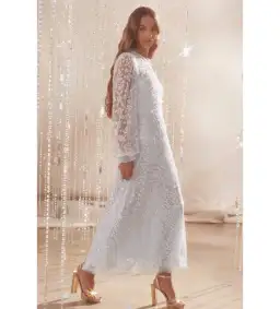 Needle and Thread The Seren Long Sleeve Ballerina Dress in Ice Blue Size 14 for rent on The Volte - image 1